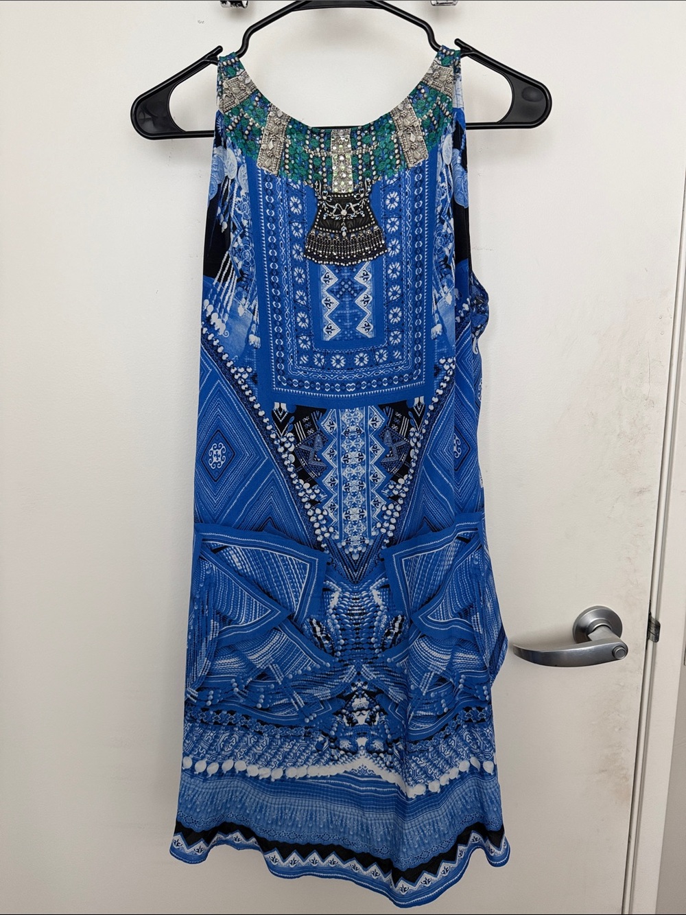 Embellished Blue Tribal Rhinestone Dress - Picture 2 of 4